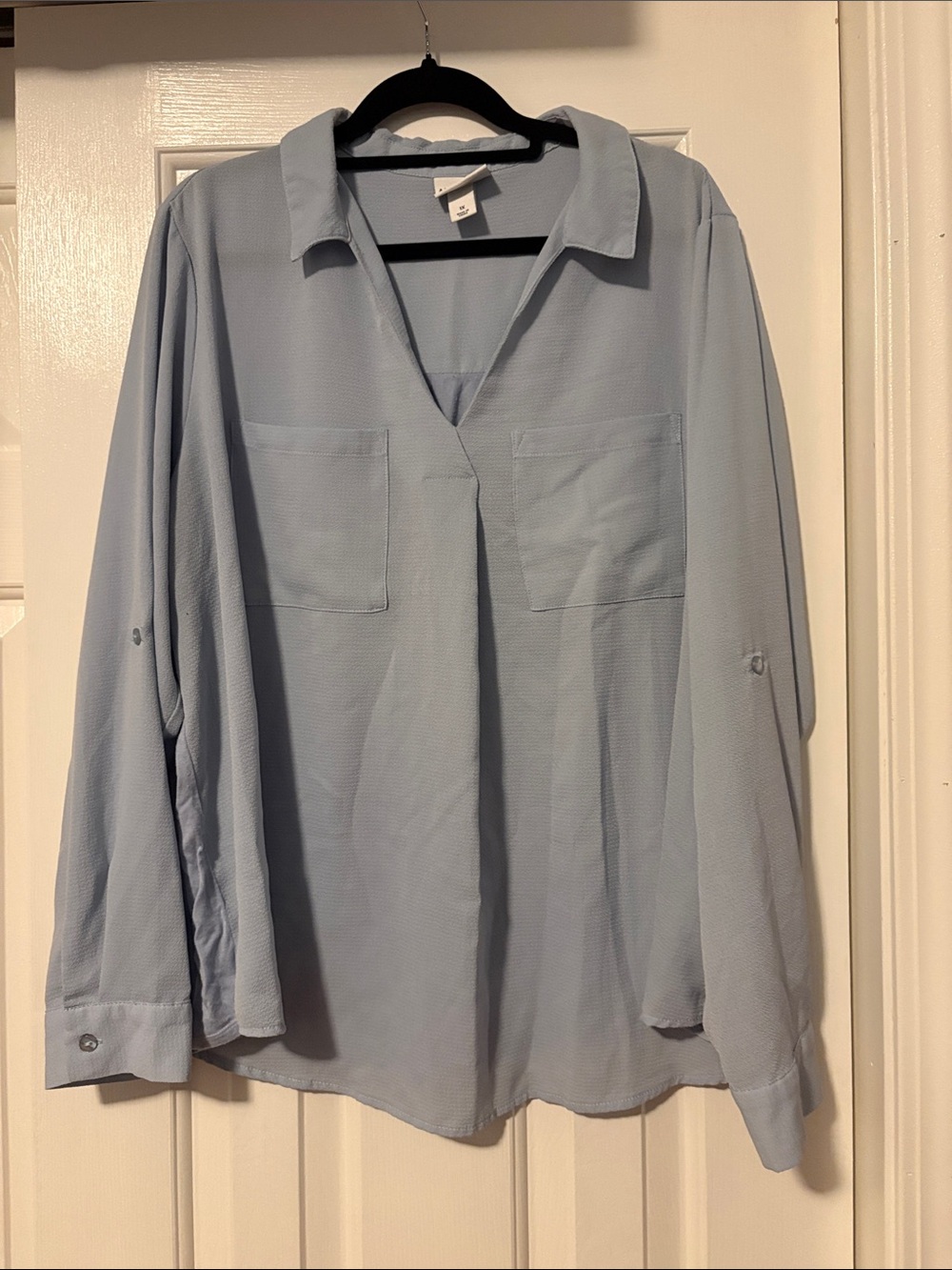 Ava & Viv Light Blue Long-Sleeve Casual Button-Down Shirt